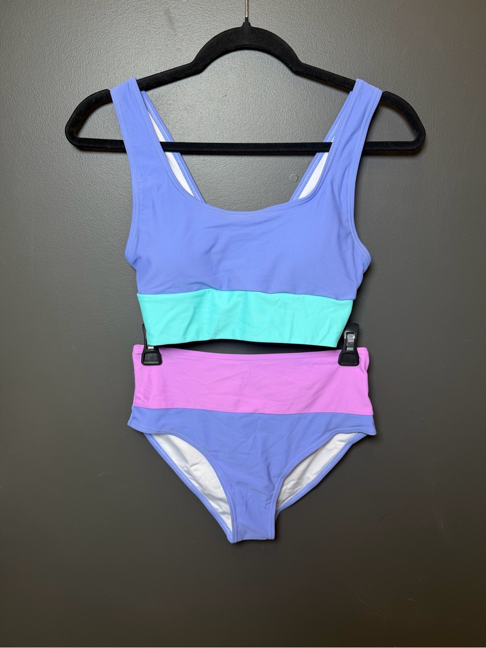 Pastel Color Block High Waisted Bikini Set Size Small NWOT